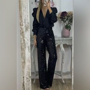 ✨Vince Camuto Black Sequin Pants – Perfect for Holiday Parties/Glam Nights🌹✨(M)